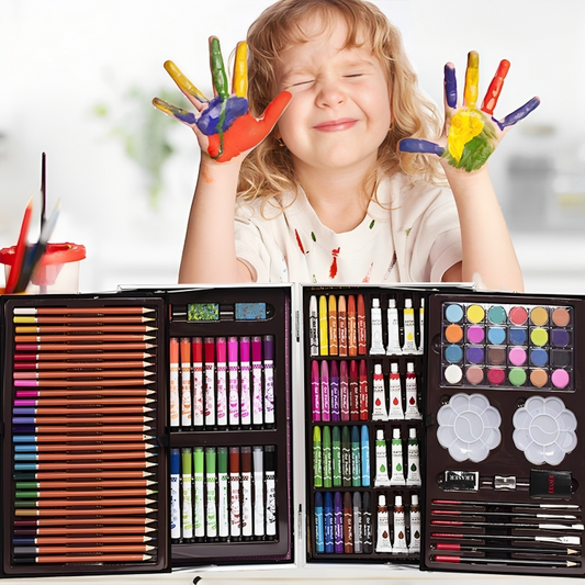 Set Kit Creativo Arte Dibujo Maleta Metálica X 145 Piezas