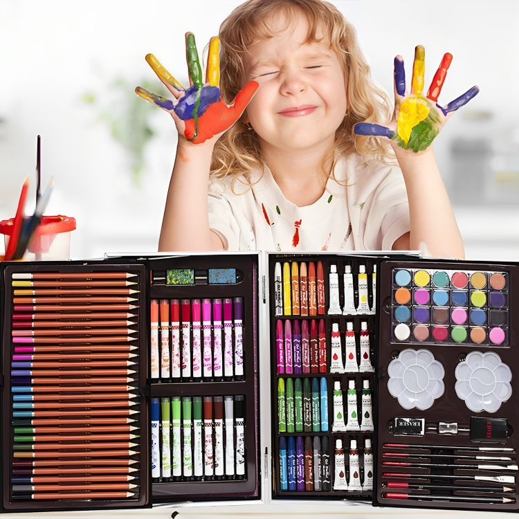  145 piezas Kit de arte profesional plegable, kit de dibujo en  color, Complete Artist Kit 