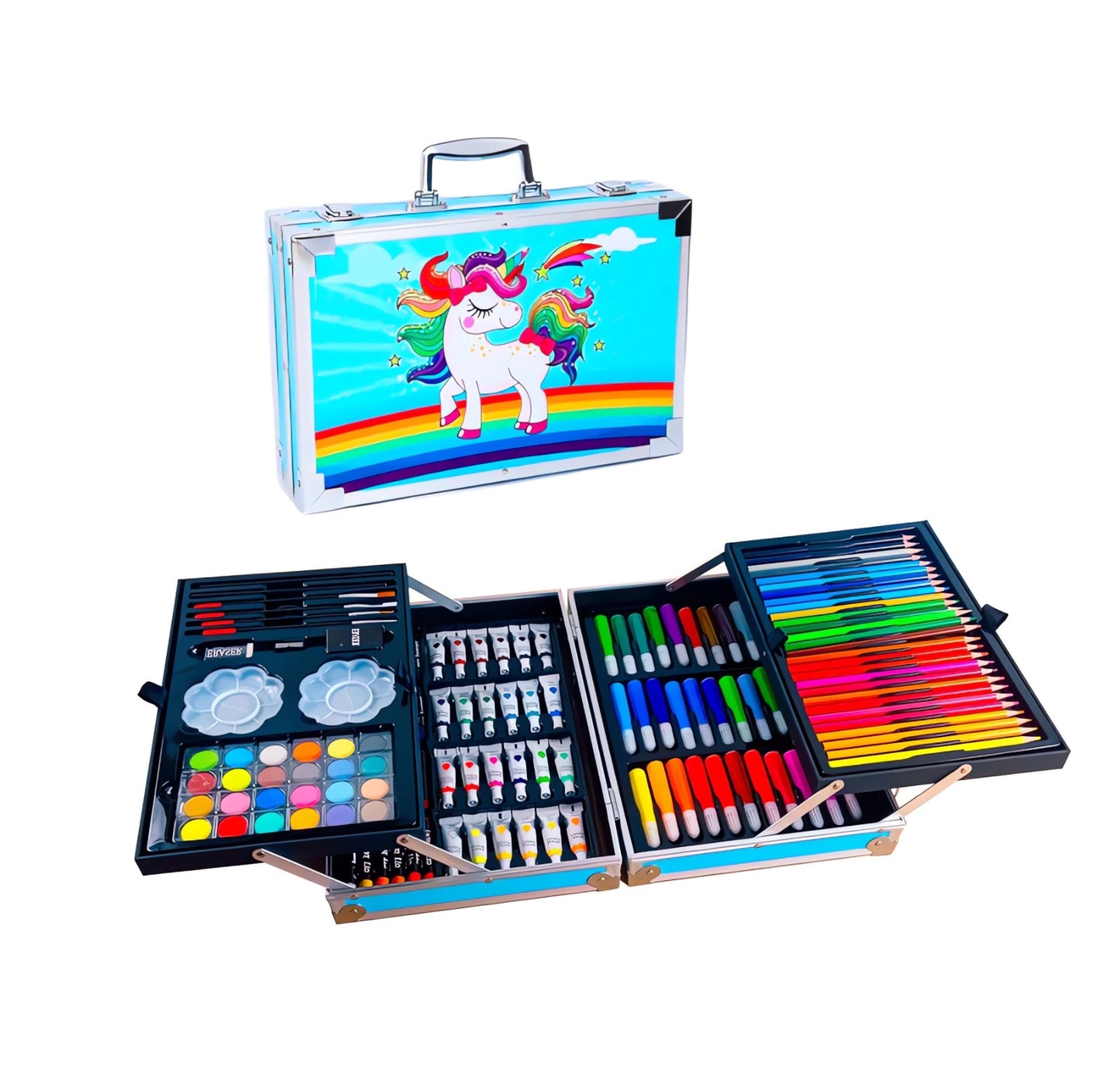 Set Kit Creativo Arte Dibujo Maleta Metálica X 145 Piezas