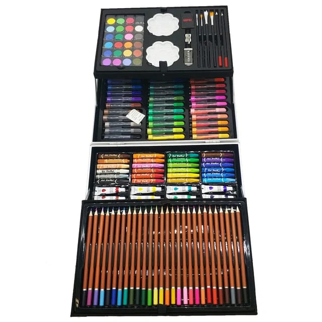 Set Kit Creativo Arte Dibujo Maleta Metálica X 145 Piezas