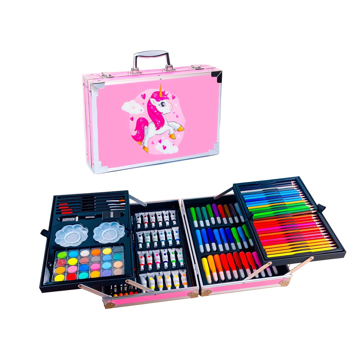 Set Kit Creativo Arte Dibujo Maleta Metálica X 145 Piezas