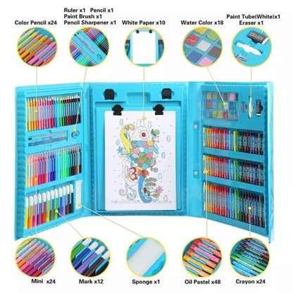 Set De Arte Niños Maleta 208 Piezas Crayon Plumones Colores