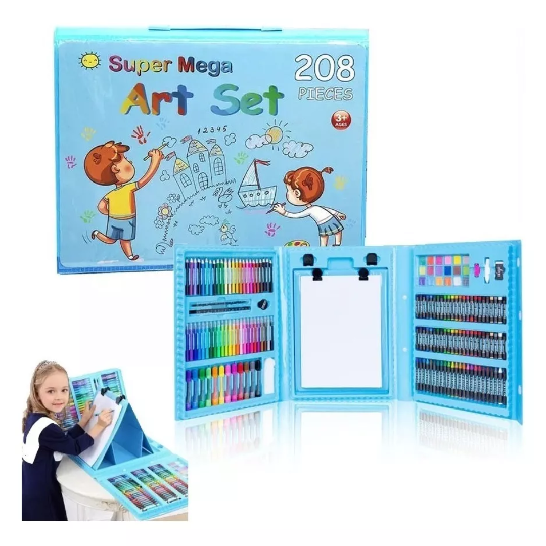 Set De Arte Niños Maleta 208 Piezas Crayon Plumones Colores